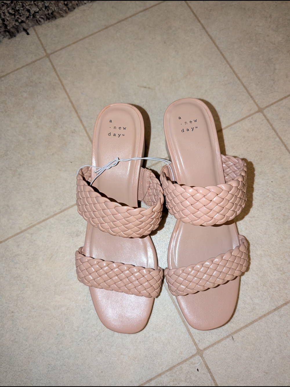 a new day Blush Braided Double-Strap Slide Sandals - Women